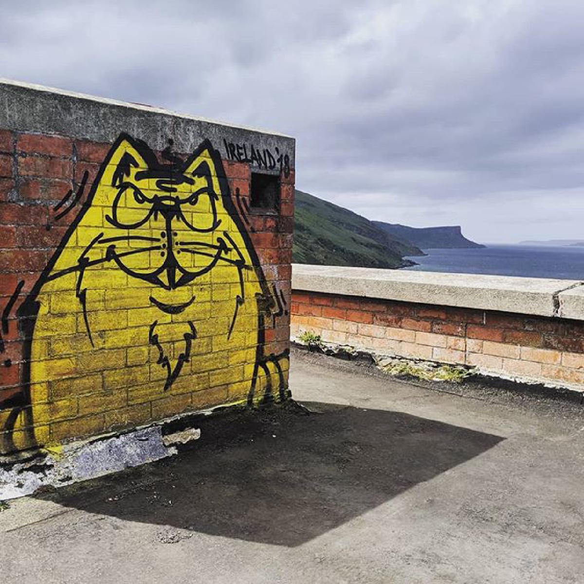 Cat mural at Torr Head