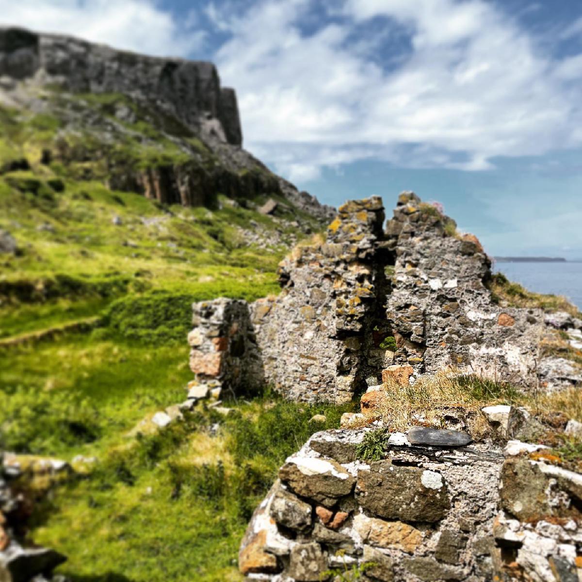 Abandoned Fishermen's cottages at the foot of Fair Head and Murlough  Bay
